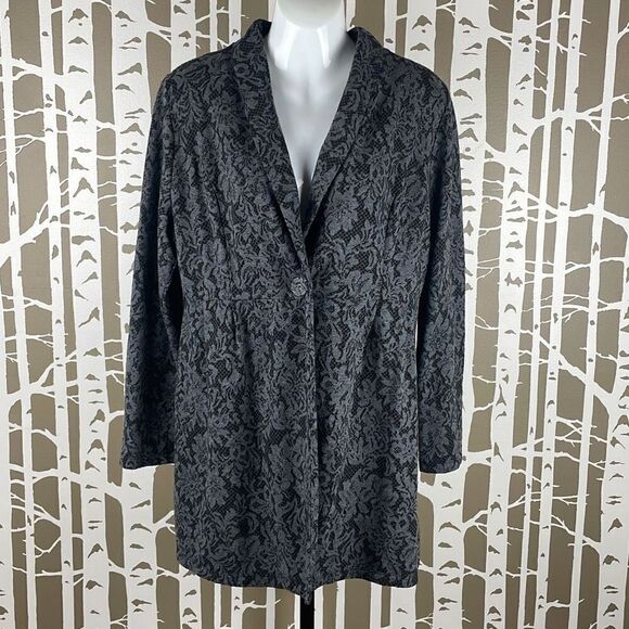 Soma Lounge Wear Floral Lace Print Single Button Lounge Blazer sz L - Picture 1 of 7